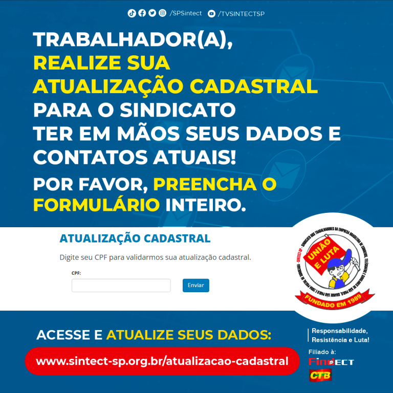 Atualize Seu Cadastro No Sintect Sp Sintect Sp